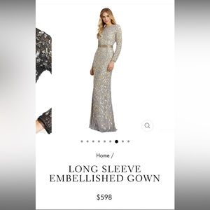 Mac Duggal Long Sleeve Embellished Gown Size 2